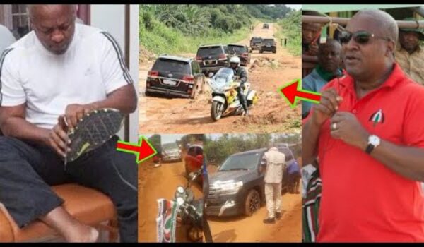 W!cked; See What NPP Road Contractor Did To Mahama Convoy At Kintampo That Destr0yed His Cars