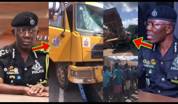 IGP Swifty Reacted To Acc!dent Truck With Ghana Police Stickers Carrying Galamsey Equipment To Site