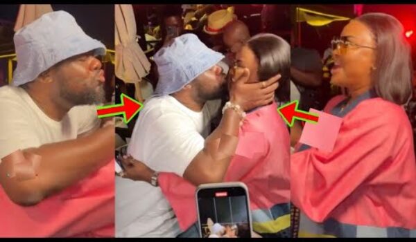 Ah Adɛn, Mcbrown Shouts As Bulldog Attempted To Kiss Her In Public, Ghanaians Reacted