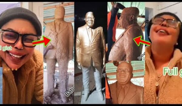 Nana Addo Statue From Start To End, How It Was Built, See Afia Schwar Hilarious Reaction