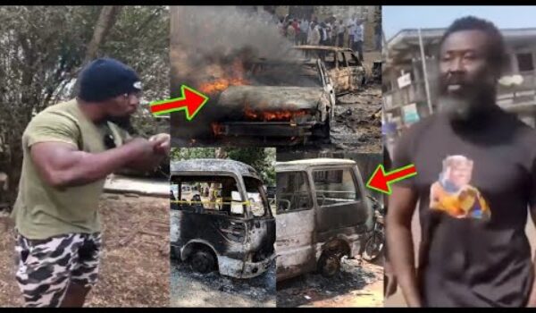 See How Kumasi People Are Destroying Techiman People’s Cars At Techiman Station In Kumasi