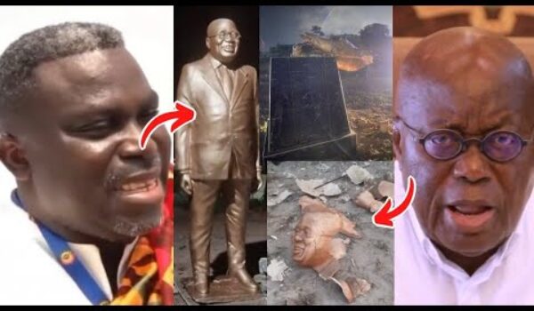 Nana Addo Reacted? As His Statue At Sekondi Totally Vandalized, NDC Man Behind Exposed