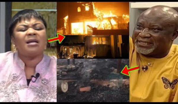 Fire Outbreak; Asɛm Ato Empress Gifty & Hopeson Adorye, As Everything Burnt Into Ashes At Mampong..