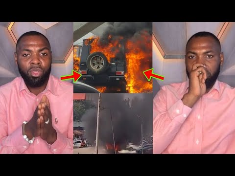 Read more about the article Asɛm Ato Rev Obofour, Wagyenaniso, As The Car Totally Burnt Into Ashes At Kumasi Tech Junction