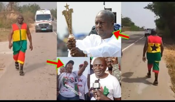 65yrs Old Man Is Walking From Kumasi To Accra To Honour John Mahama On His Swearing In