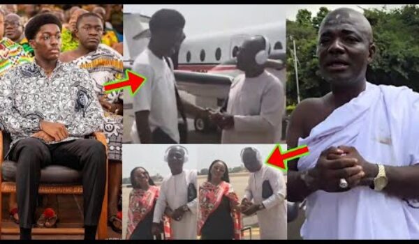 Ah Appiah Stadium, See What He’s Busily Telling Otumfuo’s Son To Tell His Mother