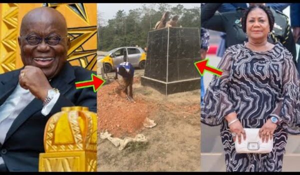 Nana Addo Statue: Ghanaians Reacted As Nana Addo And His Family Decides To Fix The Statue Again