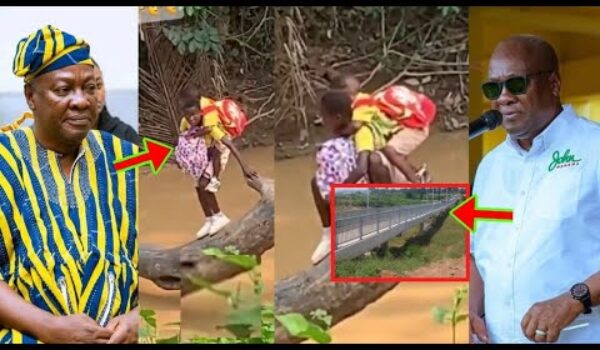 Mahama Reacts To Video Of Students Struggling To Cross A River To School As He Takes A Swift Action