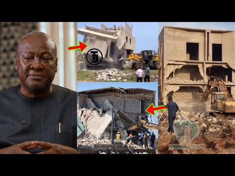 Read more about the article See How President Mahama Is Destr0ying People’s Buildings In Accra With Police And Soldiers