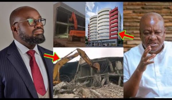 Billionaire Mcdan’s Tall Building Completely Demolished By NDC. Mahama Reacted