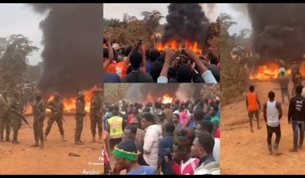 Military &Civilians Cl@sh Over Galamsey Land At Manso,Several Act!ons Displayed By ē Angry Civilians
