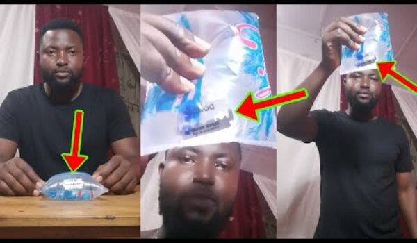 Used Blade In Sachet Water; Young Man Sh0cked After Buying Sachet Water Containing Used Blade