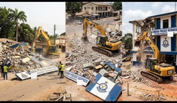 Ghana Police Divisional Headquarters Demolished, See Why As The Video Stirs Reaction